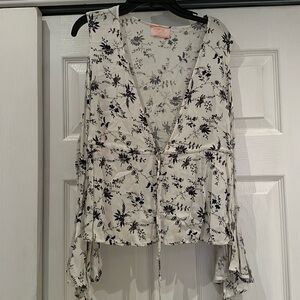 White Wishful Thinking Cold Shoulder Blouse - Size Small
